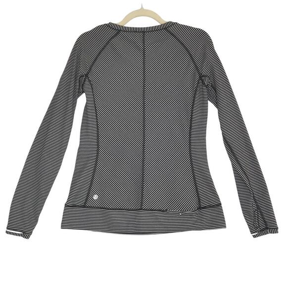 LULULEMON Hyper Stripe Long Sleeve Top Women 12 Black Heathered Sporty Outdoor - Picture 6 of 16